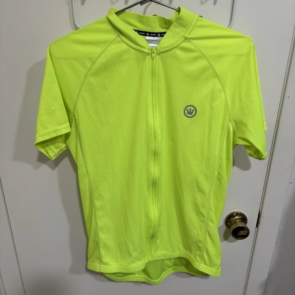 Canari Cycling Jersey Full Zip High Visability Neon Yellow Men's Large